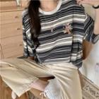 Short-sleeve Bear Embroidered Loose-fit T-shirt