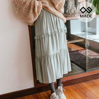 Frill-trim Long Tiered Skirt