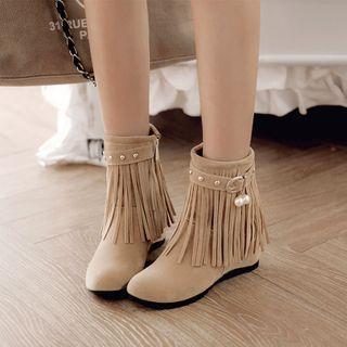 Tassel Detail Wedge Short Boots