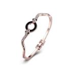 Elegant And Fashion Plated Rose Gold Snake Head Geometric Round Bracelet With Cubic Zircon Rose Gold - One Size