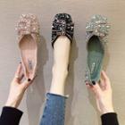 Faux Pearl Rhinestone Dorsay Flats