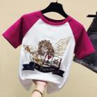 Short-sleeve Princess Embroidered Raglan T-shirt
