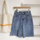 High-waist Frayed Shorts