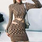 Long-sleeve Cutout Dress As Shown In Figure - One Size