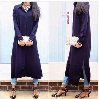 Side Slit Chiffon Shirtdress