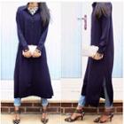 Side Slit Chiffon Shirtdress