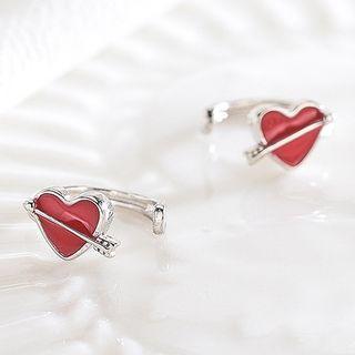 925 Sterling Silver Heart & Arrow Cuff Earring Es352-2 - 1 Pair - One Size