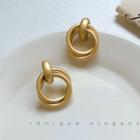 Matte Hoop Layered Sterling Silver Dangle Earring A177 - 1 Pair - Gold - One Size