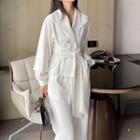 Double-breasted Tie Waist Shirt / Wide-leg Pants