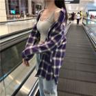 Loose-fit Plaid Long Shirt / Cropped Tank Top