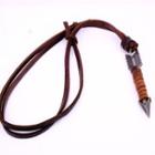Arrow Alloy Pendant Genuine Leather Necklace Coffee - One Size