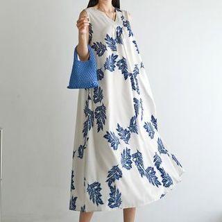 Sleeveless Reversible Foliage Long Dress