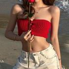 Button-up Tube Top Red - One Size