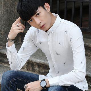 Button-down Collar Patterned Shirt