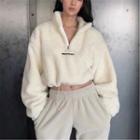 Fleece Half-zip Cropped Sweatshirt