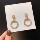 Faux Pearl Alloy Hoop Dangle Earring Type 1 - 1 Pair - White Faux Pearl - Gold - One Size