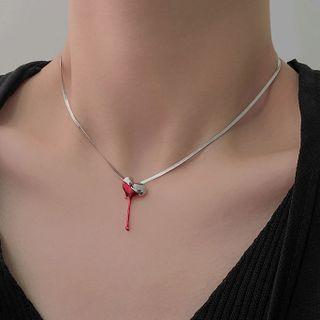 Heart Necklace Silver - Heart And Blood Drop