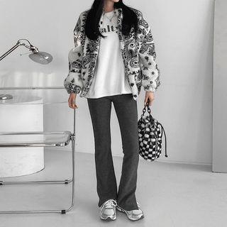 Collarless Paisley Dumble Zip Jacket