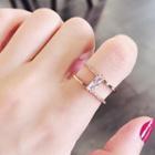 Rhinestone Layered Open Ring Rose Gold - One Size