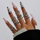 Set Of 15: Glaze / Alloy Ring (various Designs) Set Of 15 - Silver - One Size