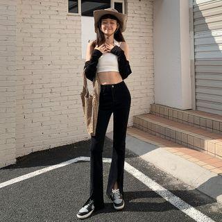 High Waist Slit Bootcut Jeans (various Designs)
