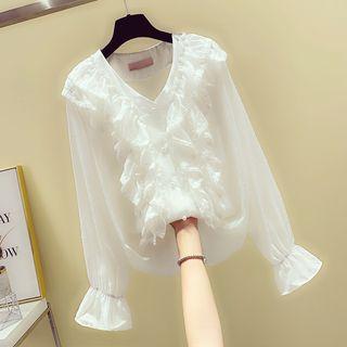 Ruffle-lace Long-sleeve Shirt