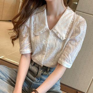 Short-sleeve Eyelet Lace Shirt