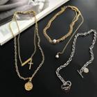 Alloy Coin & Cross / Faux Pearl / Heart Pendant Necklace