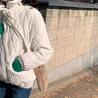 Tie-front Velvet Quilted Jacket Ivory - One Size