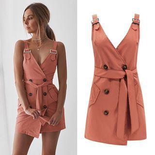 Double Breasted Overall Dress