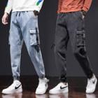 High-waist Buckle Cargo Jeans