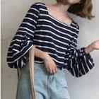 Square Neck Striped T-shirt Stripe - One Size