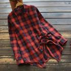 Drawstring Plaid Shirt
