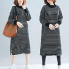 Striped Midi Pullover Dress As Shown In Figure - One Size