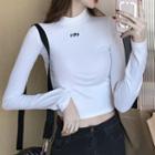 Long-sleeve Mock Neck Cropped Top