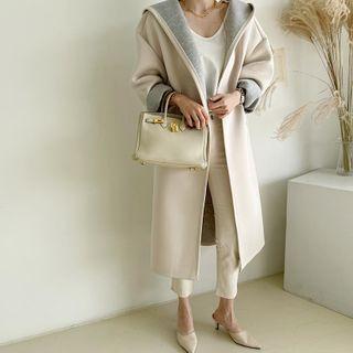 Hooded Open Neoprene Coat Light Sky Blue - One Size
