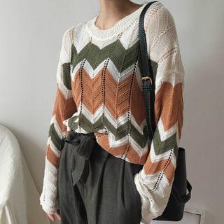 Color Block Chevron Sweater