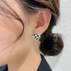 Checkerboard Circle Stud Earring 1 Pair - Silver Needle - Black & White - One Size