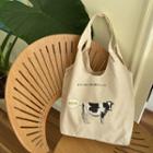 Cow Print Tote Bag Beige - One Size
