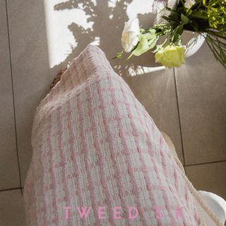 Checked Tweed Midi Skirt Pink - One Size