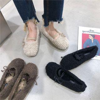 Bow Fleece Mary Jane Shoes
