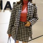 Three-button Wool Blend Check Jacket