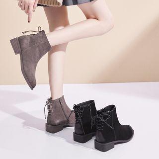 Block-heel Lace Up Short Boots