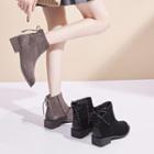 Block-heel Lace Up Short Boots