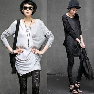 Button-detail Color-block Long Top