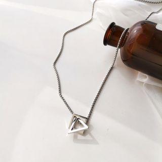 Geometric Pendant Necklace 1pc - Silver - One Size