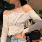 Long-sleeve Cold-shoulder Lace Crop Top