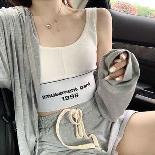 Lettering Cropped Tank Top / Sweatshorts / Zip Hoodie