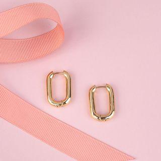 Alloy Oval Hoop Earring 1 Pair - As Shown In Figure - One Size