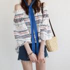 Off-shoulder Balloon-sleeve Pattern Top